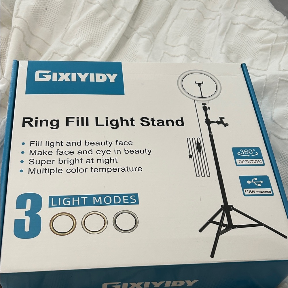 Brand New! Gixiyidy Ring Fill Light Stand with 3 Light Modes